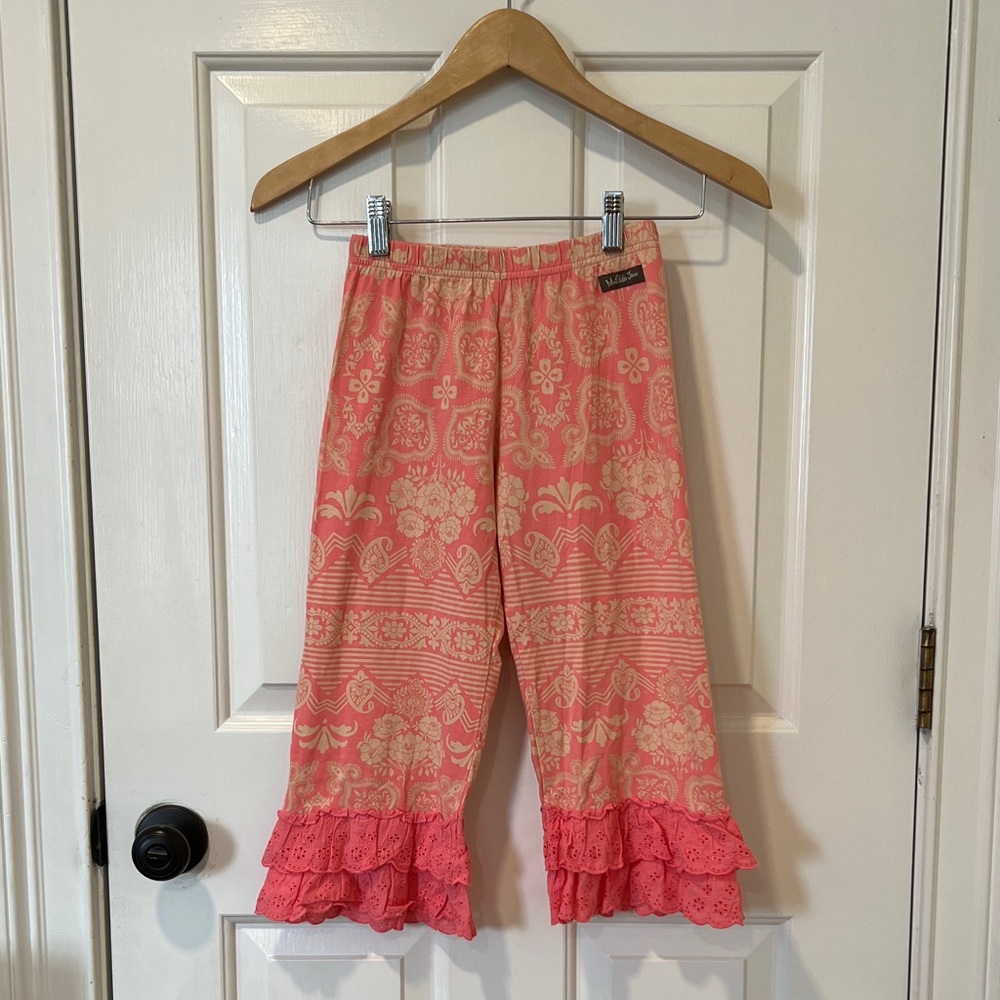 Matilda Jane Coral Floral Sugar Rush Ruffle Cropped Bottoms